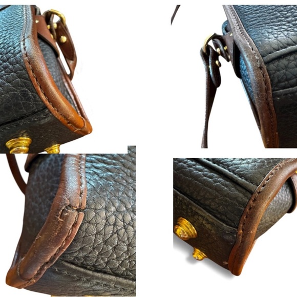 Vintage Dooney & Bourke Leather Buckle Zip Top Black Brown Crossbody Bag 9x7x4 - Picture 10 of 15